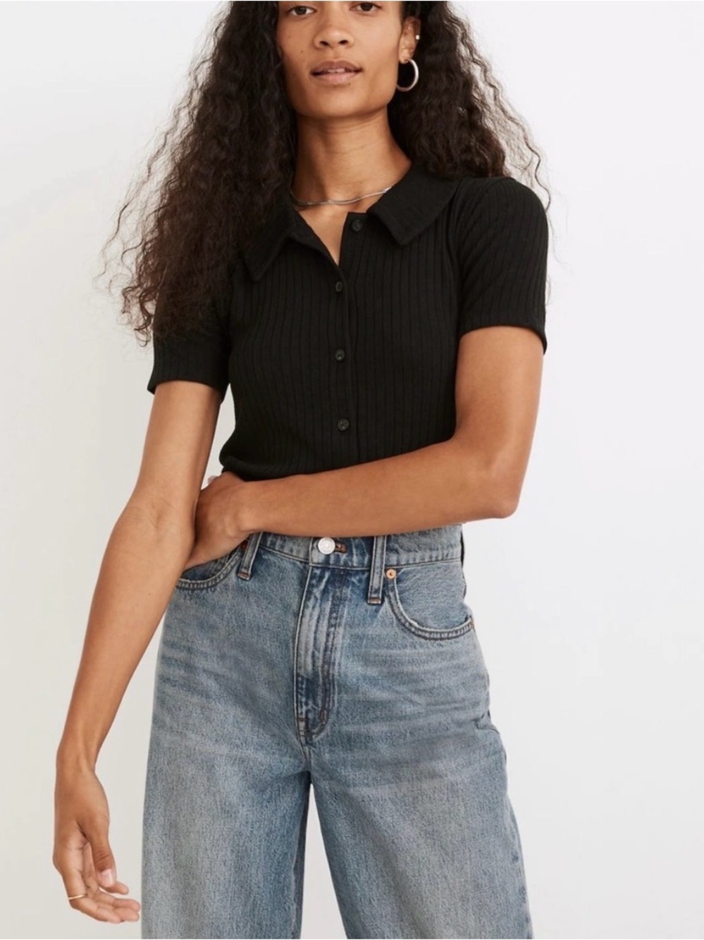 Madewell Rust Ribbed Button-Front Shirt - Picture 5 of 5